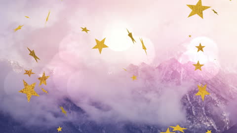 Stunning Winter Mountains with Falling Stars and Snow