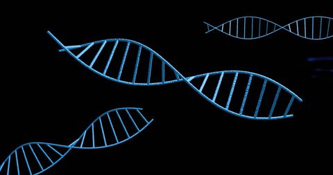 Abstract Blue DNA Helix on Black Background