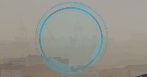 Cybersecurity concept cityscape with data protection overlay