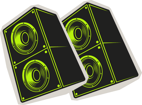 neon green outline twin speakers on transparent background - Download Free Stock Videos Pikwizard.com