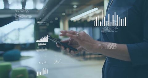 Businesswoman Engaging with Data Analytics on Smartphone - Download Free Stock Images Pikwizard.com