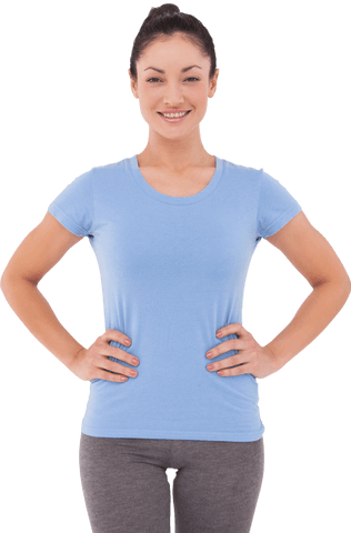 smiling brunette woman in blue t-shirt on transparent background - Download Free Stock Videos Pikwizard.com