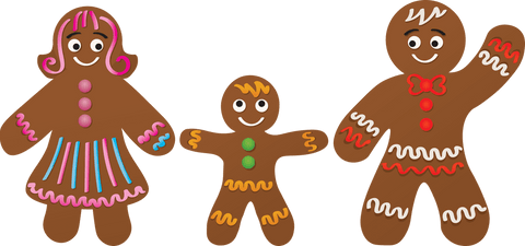 Transparent Cartoon Gingerbread Family Illustration for Christmas Celebration