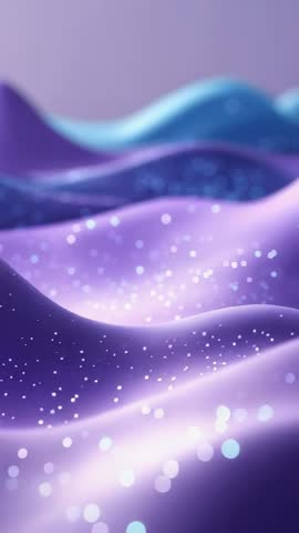 Vertical Cinematic Loop: Purple-Cyan Undulating Waves with Glowing Particle Trail