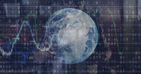 Businessman Analyzing Global Finance with Data and Technology