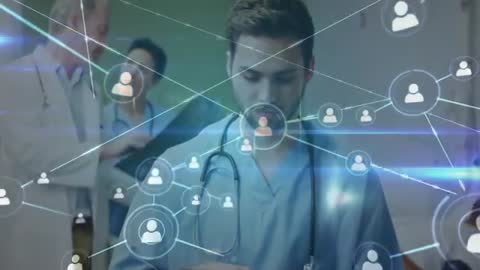 Healthcare Professional Using Digital Network for Data Management