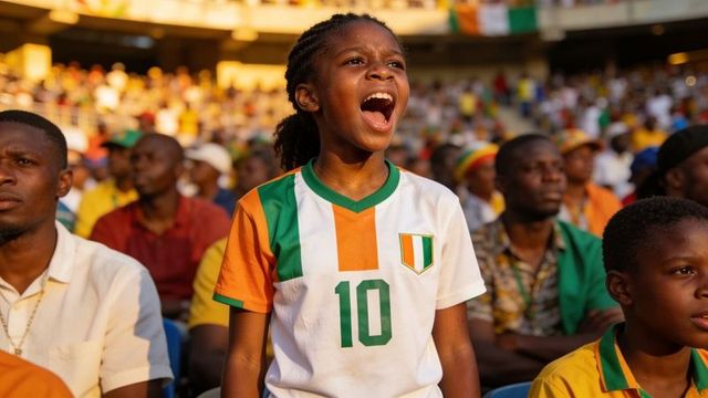 Young ivorian girl cheering in number 10 jersey at vibrant sunny soccer stadium
