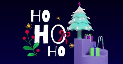 Festive christmas design with modern decorations and purple background