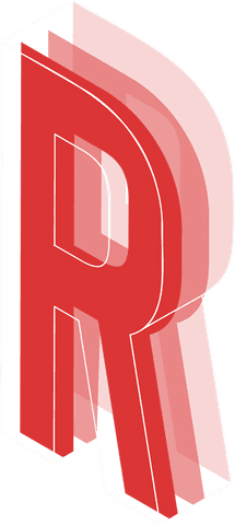 Layered red 3d r letter on transparent background
