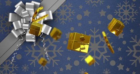 Festive Christmas Decorations: Gifts and Candy Canes on Snowflake Background - Download Free Stock Images Pikwizard.com