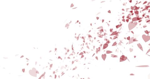 Digital Pink Hearts Falling on White Background for Valentine's Day