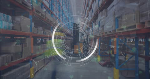 Digital Interface Layers Overlaying Modern Warehouse Scene