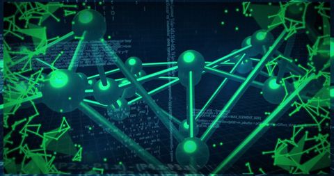 Futuristic dna strand with digital data connections