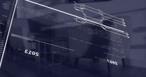 Futuristic Financial Data Overlay in Modern Office