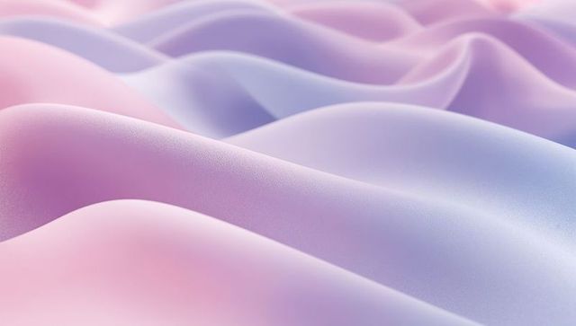 Pastel waves flowing across soft textured mounds, dreamy abstract gradient landscape