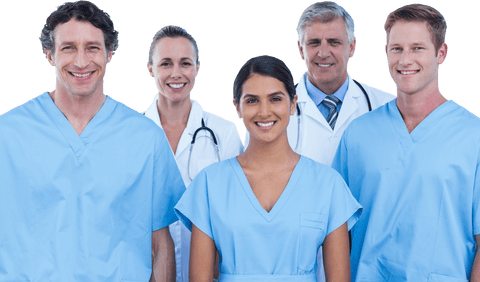 Transparent Team of Medical Professionals Smiling Confidently