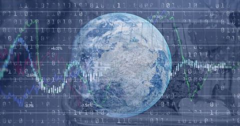 Global Financial Data and Technology Overlay on Planet Earth - Download Free Stock Images Pikwizard.com