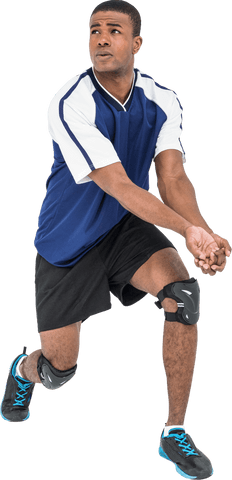 Athletic Sportsman Ready with Dynamic Volleyball Pose Isolated Transparent