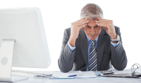 stressed businessman sitting at desk with transparent background - Download Free Stock Videos Pikwizard.com