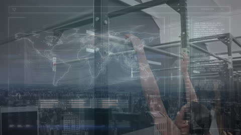 Caucasian Athlete Performing Chin-ups with Digital Effects