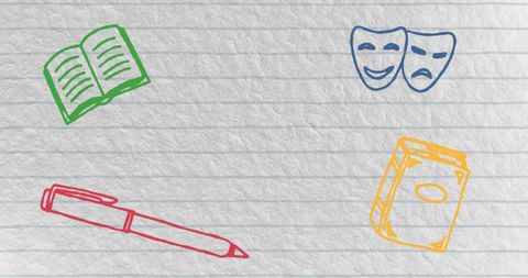 Colorful Sketched School Supplies on Lined Paper Background - Download Free Stock Images Pikwizard.com