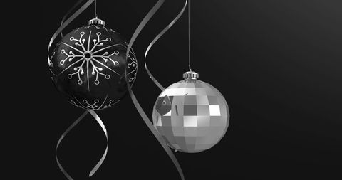Stylish Christmas Baubles with Black and Silver Design
