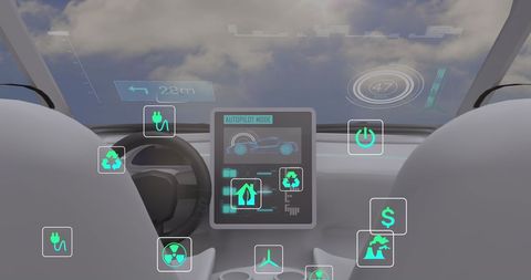 Futuristic Self-Driving Car Interface Display