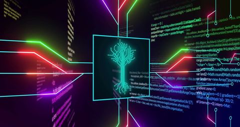 Digital Interface Featuring Circuit Outline with Data Streams - Download Free Stock Images Pikwizard.com