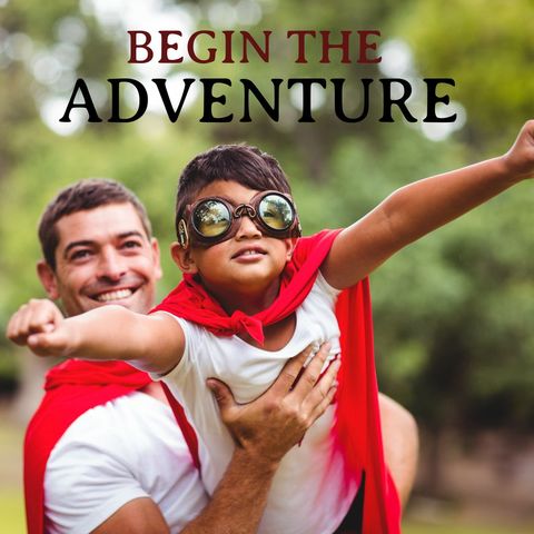 Father Celebrating Adventure with Cheerful Son in Superhero Capes