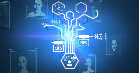 Futuristic Digital Interface with Technology Icons and Profiles - Download Free Stock Images Pikwizard.com