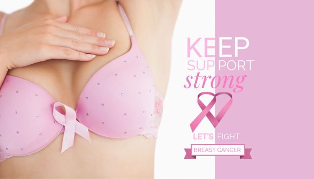 Breast Cancer Awareness Pink Ribbon Campaign Support Message - Download Free Stock Templates Pikwizard.com