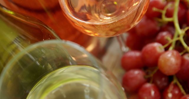 Close-up of Wine Glasses and Red Grapes Creating Elegant Ambiance - Download Free Stock Images Pikwizard.com