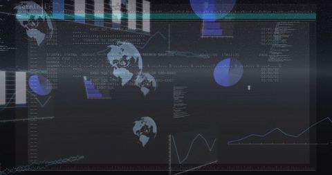 Global Data Dashboard with Terminal Readouts, Glitch HUD, Telemetry Charts and World Map