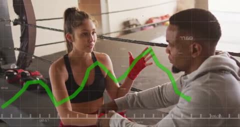 Boxing Training and Performance Graph Overlaid Illustration