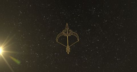 Golden Bow and Arrow with Stars at Night