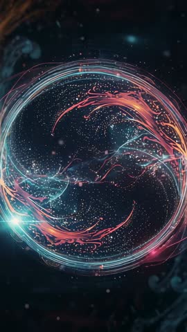 Rotating Energy Orb with Pulsing Light Tendrils and Particle Trails - Vertical Loop