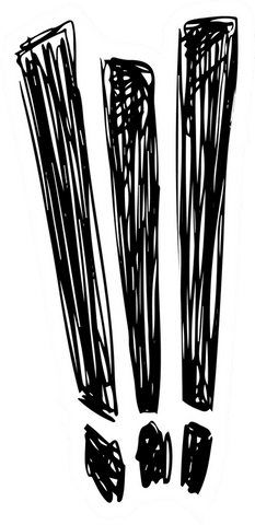 Bold sketchy exclamation marks on transparent background