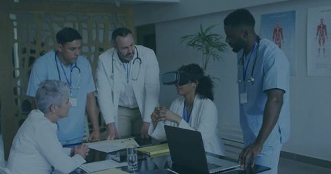 Medical team engaged in virtual reality training session
