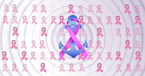 Breast Cancer Awareness Design with Anchor and Pink Ribbons