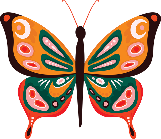 Colorful Patterned Butterfly Illustration on Transparent Background - Download Free Stock Videos Pikwizard.com