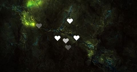 Abstract Neon Hearts Floating on Digital Terrain
