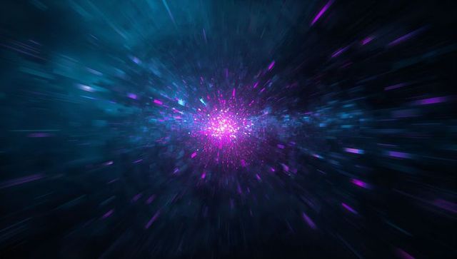 Vibrant Galactic Explosion with Pink-Purple Core and Light Streaks