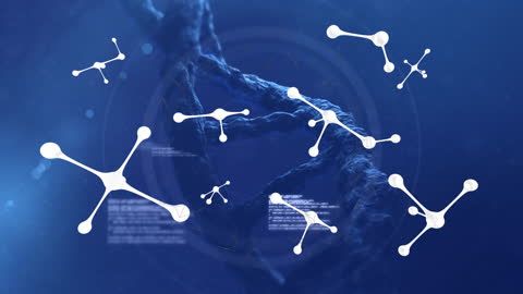 Digital DNA and Molecular Structures in a Bluish Science Background