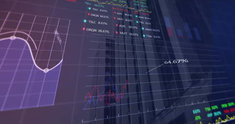 Digital Data Processing Over Cityscape Animation