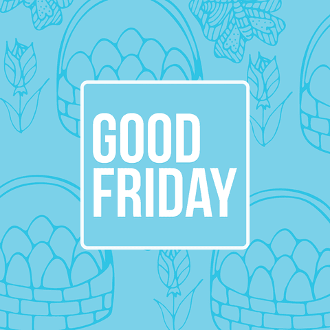 Good friday text with blue easter art on transparent background