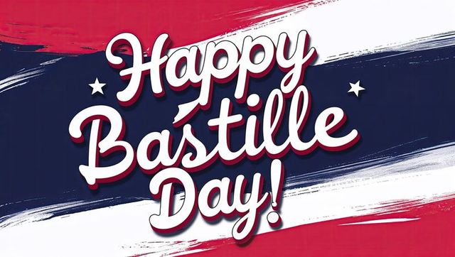 Happy bastille day celebration graphic with french colors
