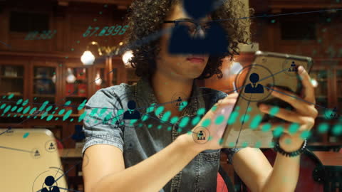 Businessman Using Tablet with Data Connections Overlay