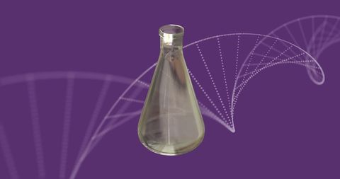 Abstract chemistry flask with dna strands concept