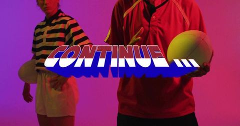 Dynamic teammates holding disc and ball with continue overlay