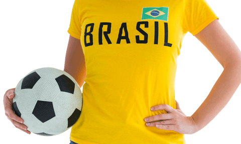 transparent fan holding football in yellow brazil shirt - Download Free Stock Videos Pikwizard.com